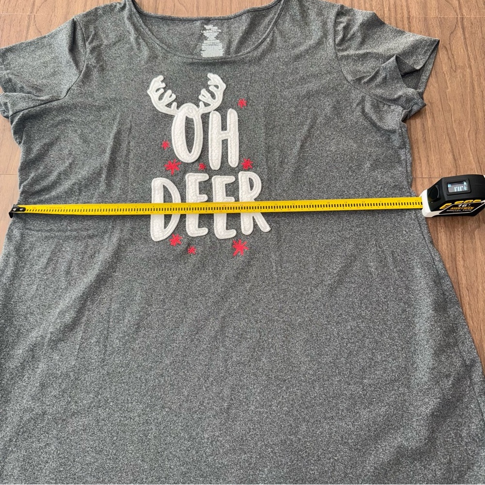 Secret Treasures L/XL Christmas Sleep Shirt‎ Gray "Oh Deer" Reindeer Nightgown - Picture 8 of 10